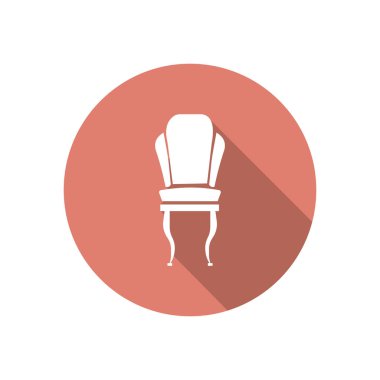 Sandalye, daireler çizen düz simgeler ve uzun gölgeler.