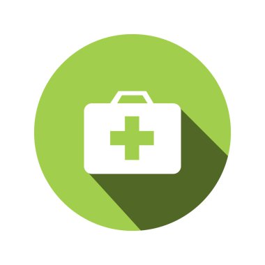 Doctor's bag, dentist's suitcase,flat icons in circles with long shadows vector illustration
