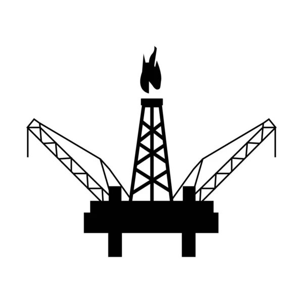 Иконка Нефтяной Платформы Белом Фоне Нефтяная Промышленность — стоковый вектор
