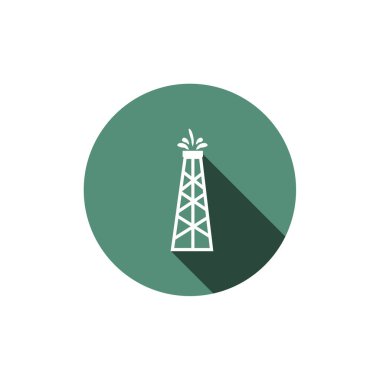 Düz simgeler ayarlandı, Derrick beyaz arkaplandaki ikonu izole etti, petrol endüstrisi