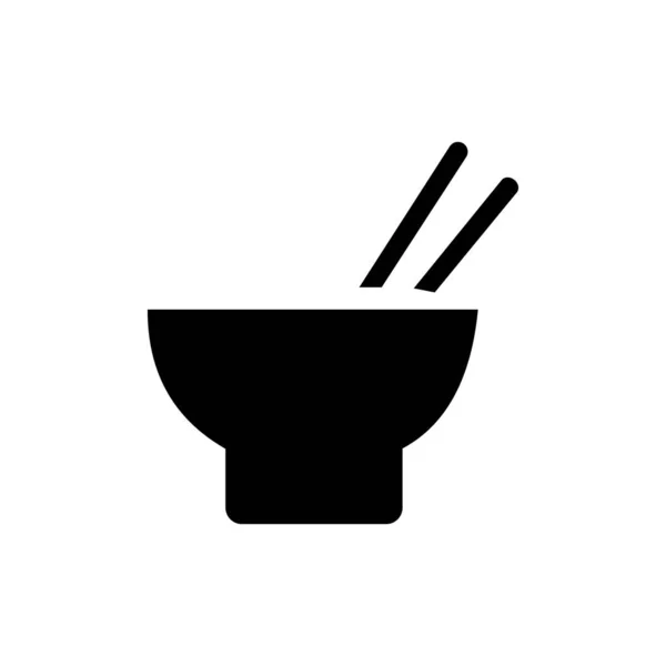 图标向量 有筷子的深盘 白色背景上的黑色 — 图库矢量图片