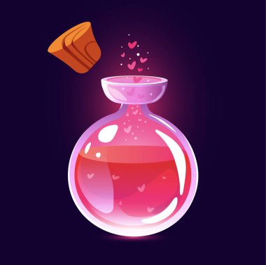 Kalp ve iksir vektörlü iksir şişesi