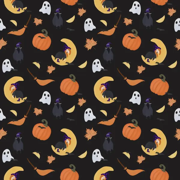 Cadılar Bayramı unsurlarını gösteren kusursuz bir şenlik. Filmde tuhaf hayaletler, oyulmuş balkabakları, yarasalar, kuzgunlar ve karanlık bir arka planda hilal aylarında uyuyan cadılar yer alıyor. Tatil temalı arka plan veya tekstil tasarımları için mükemmel.