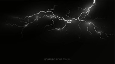 Işık beyaz izole vektör yıldırımı. Sihirli ışık soyut çizgileri. Gerçekçi doğal ışık efektleri.
