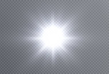 Işık yıldızı. Işık flaşı beyaz vektör çizelgesi.