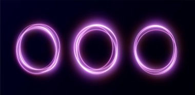 Yaratıcı ışık neon çerçeve png. Yuvarlak mavi ve pembe çizgilerden yapılmış çerçeve. Oyunlar, web siteleri, kartpostallar, ışık pankartları için tasarım ögesi. Vektör illüstrasyonu