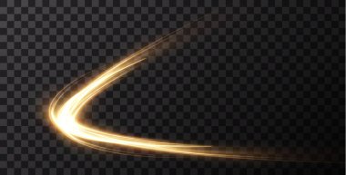  Açık altın kıvrım. Altın çizginin kıvrımlı ışık etkisi. Parlak altın çember. Tasarımınız, reklamınız, kartpostallarınız, davetiyeleriniz, ekran koruyucularınız, web siteleriniz, oyunlarınız için. Vektör illüstrasyonu