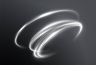 Açık beyaz Twirl. Beyaz çizginin kıvrımlı ışık etkisi. PNG parlak beyaz daire. Açık beyaz pedistal, podyum, platform, masa. Vektör. Vektör illüstrasyonu