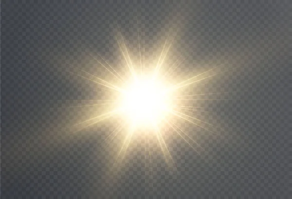 Estrella Ligera Oro Png Luz Sol Oro Png Luz Flash — Vector de stock