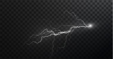  Işık beyaz izole vektör parlaklığı png. Sihirli ışık soyut çizgileri. Gerçekçi doğal yıldırım etkileri. Vektör illüstrasyonu