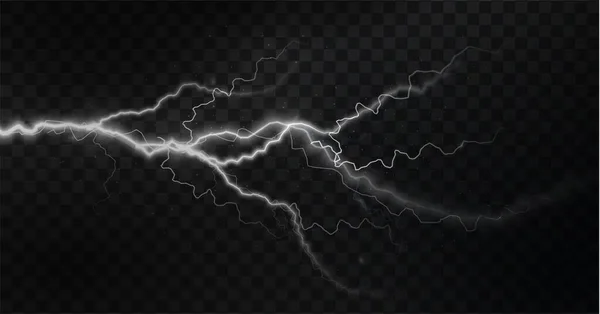 光白色孤立的矢量闪电 魔法光抽象线 现实的自然闪电效应 矢量说明 — 图库矢量图片