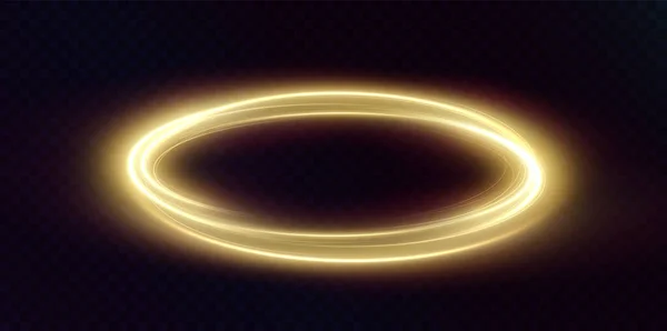 Leicht Goldener Wirbel Kurvenlichteffekt Der Goldenen Linie Leuchtender Goldener Kreis — Stockvektor