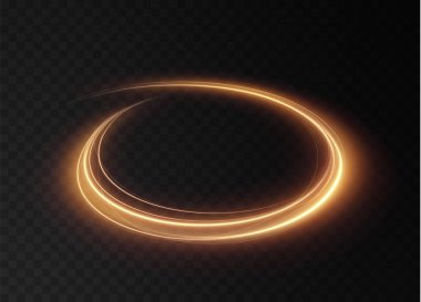 Açık altın twirl png. Altın çizginin kıvrımlı ışık etkisi. Parlak altın çember. Tasarımınız, reklamınız, kartpostallarınız, davetiyeleriniz, ekran koruyucularınız, web siteleriniz, oyunlarınız için. Vektör illüstrasyonu