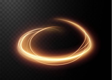 Açık altın twirl png. Altın çizginin kıvrımlı ışık etkisi. Parlak altın çember. Tasarımınız, reklamınız, kartpostallarınız, davetiyeleriniz, ekran koruyucularınız, web siteleriniz, oyunlarınız için. Vektör illüstrasyonu