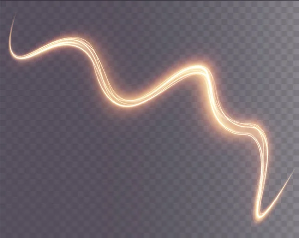 金の曲げられたライト ライン ロープ テープ 軽い効果の滑らかなお祝いの金ラインPng デザイン ポストカード 招待状 スクリーンセーバー ウェブサイト — ストックベクタ
