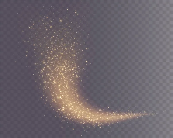 Волшебный Золотой Ветер Png Праздничный Изолирован Прозрачном Фоне Золотая Комета — стоковый вектор