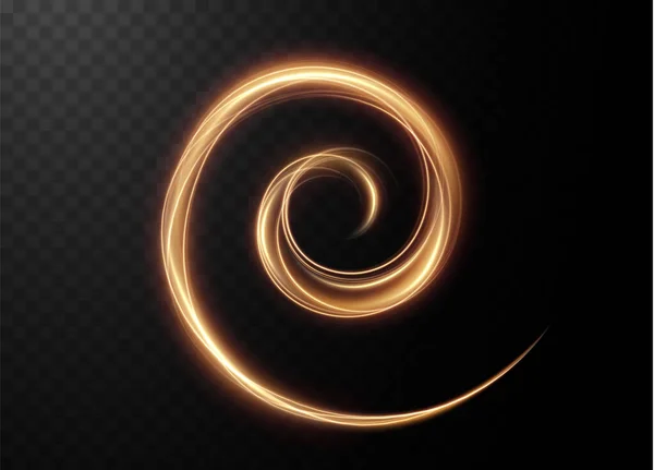 Світло Золотий Twirl Png Крива Світлового Ефекту Золотої Лінії Світло — стоковий вектор