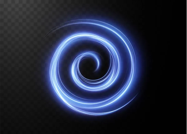 Azul Claro Twirl Png Efecto Luz Curva Línea Neón Espiral — Vector de stock