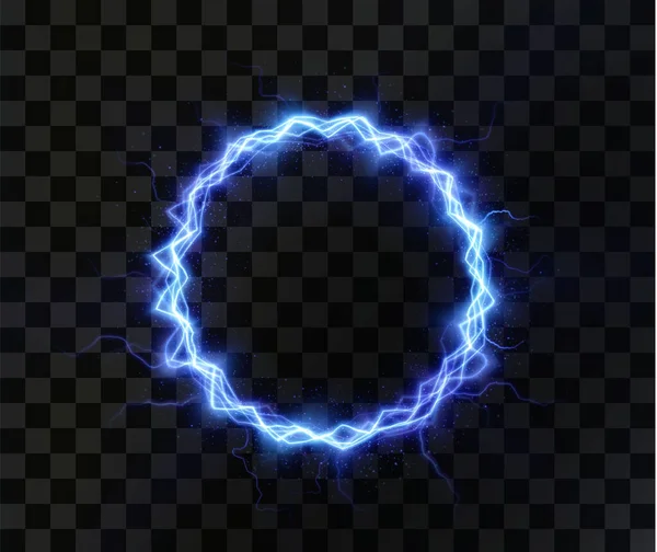 Lichtcirkel Blauwe Bliksem Ingesteld Ring Van Vuurlicht Effect Lichtgevend Frame — Stockvector