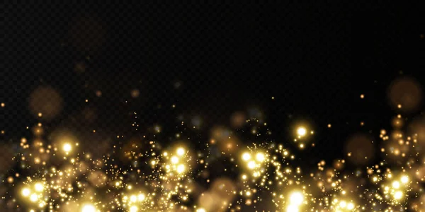 クリスマスの背景 パウダーダストライトPng 魔法の輝く金の塵 微かな光沢のある塵のボケ粒子がわずかに落ちます 素晴らしいシマー効果 ベクトルイラストレーター ベクターイラスト — ストックベクタ