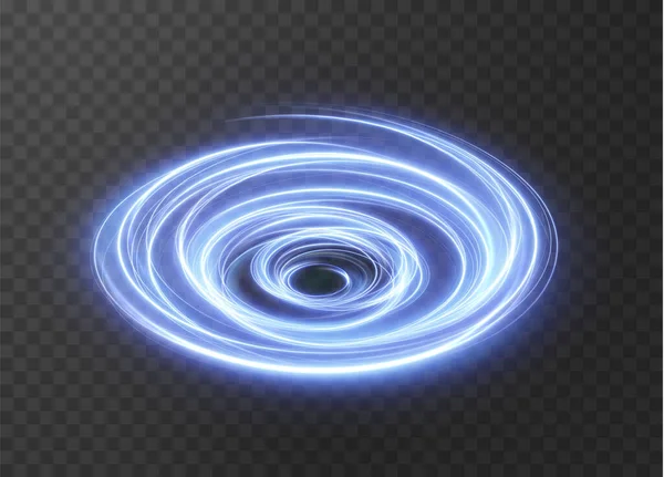 Albastru Deschis Twirl Png Efectul Luminii Curbe Liniei Neon Luminos — Vector de stoc