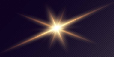 Şeffaf arkaplanda parlayan ışık efekti.