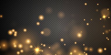 Koyu arkaplanda altın ve beyaz ışık olan vektör çizimi. soyut simli arkaplan.