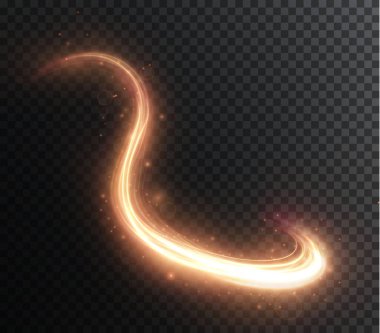 Şeffaf arkaplan üzerinde parıldayan altın girdap etkisi