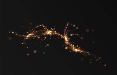 Altın kıvrımlı ışık çizgisi, ip, bant. Hafif efektlerle gösterişli altın çizgiler. Açık altın kıvrım. Altın çizginin kıvrımlı ışık etkisi. Vektör illüstrasyonu