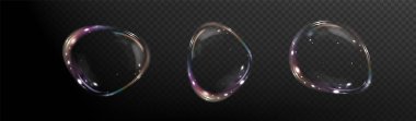 Şeffaf arka planda yansıması olan şeffaf cam kabarcıklar. vektör illüstrasyonu.