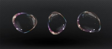 Parlak efektli cam kürenin vektör kümesi. Koyu arkaplanda yansıması olan izole edilmiş