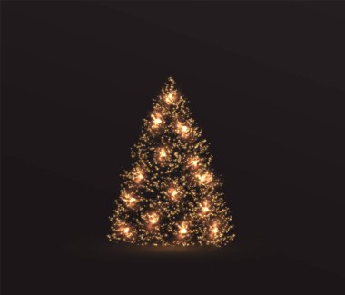 Altın ışıklı Noel ağacı..