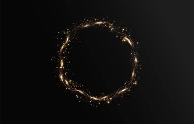 Siyah arkaplanda altın parıltılı çerçeve.