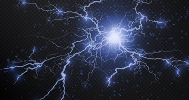 Gece gökyüzünde elektrik çarpması.