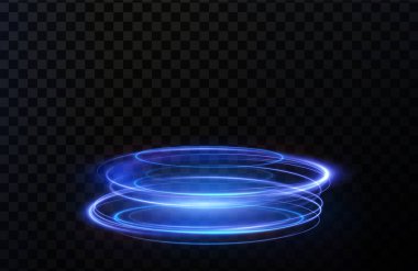 Mavi parlayan daireler ve ışık ile soyut arkaplan