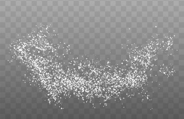 Şeffaf arkaplanda şeffaf beyaz kar tanelerinin vektör çizimi