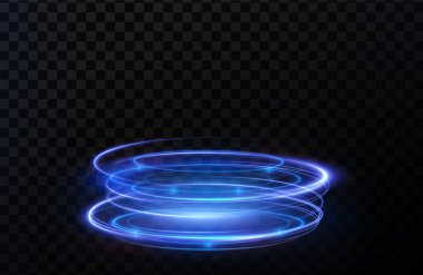 Neon ışık efekti. Işıltılı şeffaf daire. Parlak efekt. Parlayan parıltı. Şeffaf arkaplanda parlayan.