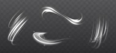 Siyah şeffaf arkaplan üzerinde soyut ışık efekti.