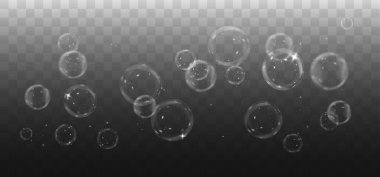 Vektör şeffaf kabarcıklar. şeffaf sabun köpükleri.