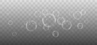 sabun köpükleri. Şeffaf köpüklü sabun köpükleri. vektör arkaplanı Köpükler ve köpükler.
