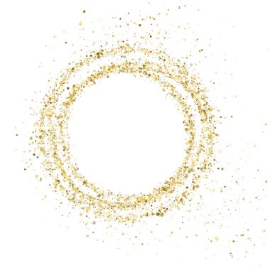 Beyaz arka planda izole edilmiş altın toz çemberi. vektör illüstrasyonu