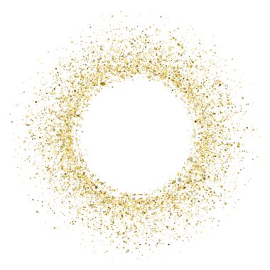 Beyaz arka planda izole edilmiş altın rengi parıltı dokusu. Kehribar rengi konfeti. Kutlama. Altın konfeti patlaması. Vektör illüstrasyonu, 10 eps.