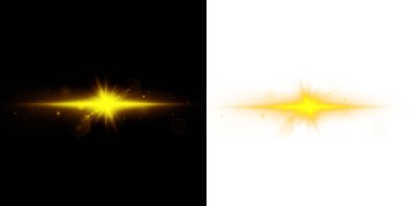 Bir dizi altın parıldayan yıldız, ışıltı, yıldızlar ve güneş. vektör tasarımı