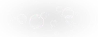 Beyaz arka planda şeffaf kabarcıklar.