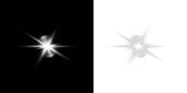 Şeffaf arkaplanda beyaz ve siyah yıldız.