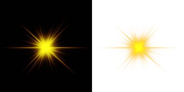 Siyah zemin üzerinde soyut ışık ve güneş. vektör illüstrasyonu