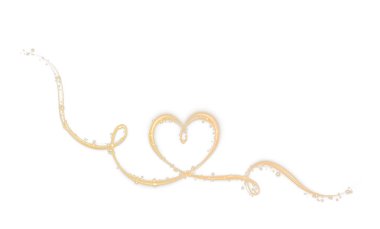 Beyaz arka planda izole edilmiş altın parıltılı kalp