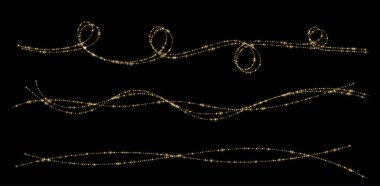 Altın parıltısından oluşan vektör kümesi parıldıyor