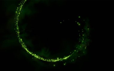 soyut yeşil arkaplan tasarımı parlayan daireler ve parıltılarla.