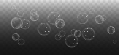 Şeffaf arkaplanda sabun kabarcıkları